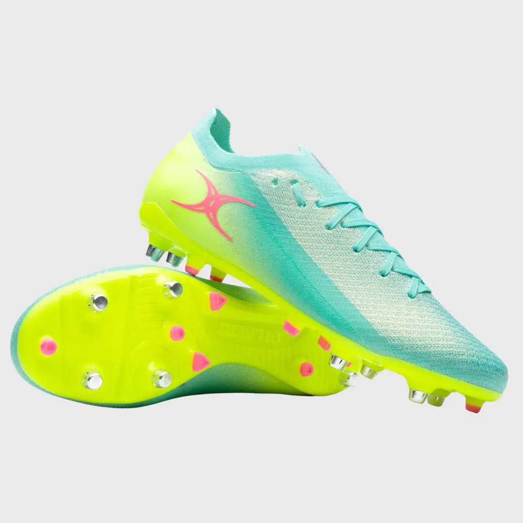 Gilbert Speedster 6 Stud Rugby Boots Aqua - Rugbystuff.com