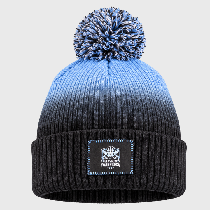 Macron Glasgow Warriors Bobble Beanie Hat Black/Neon Sky 2026/27