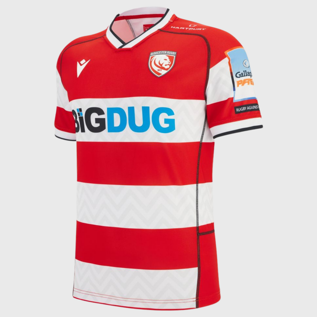 Macron Gloucester Home Replica Rugby Shirt 2025/26 - Rugbystuff.com
