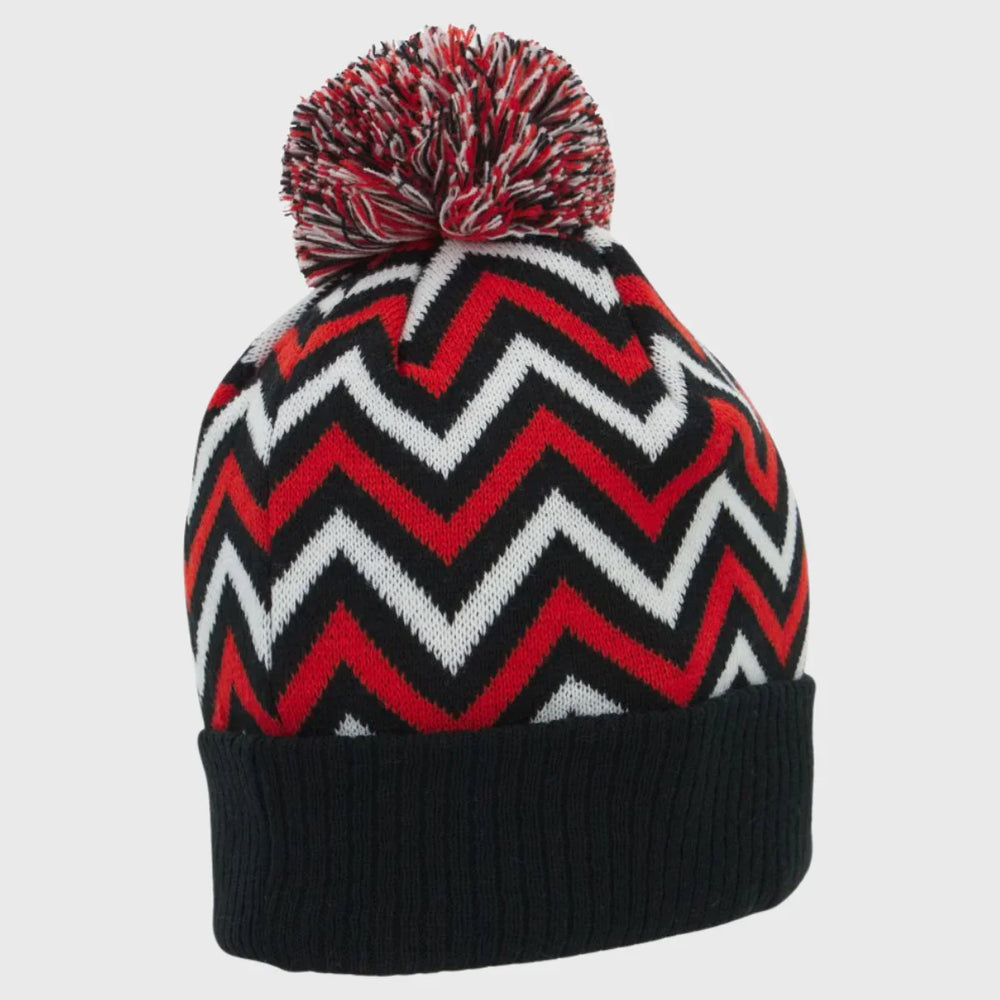 Macron Gloucester Rugby Bobble Beanie Hat Red/White 2025/26 - Rugbystuff.com