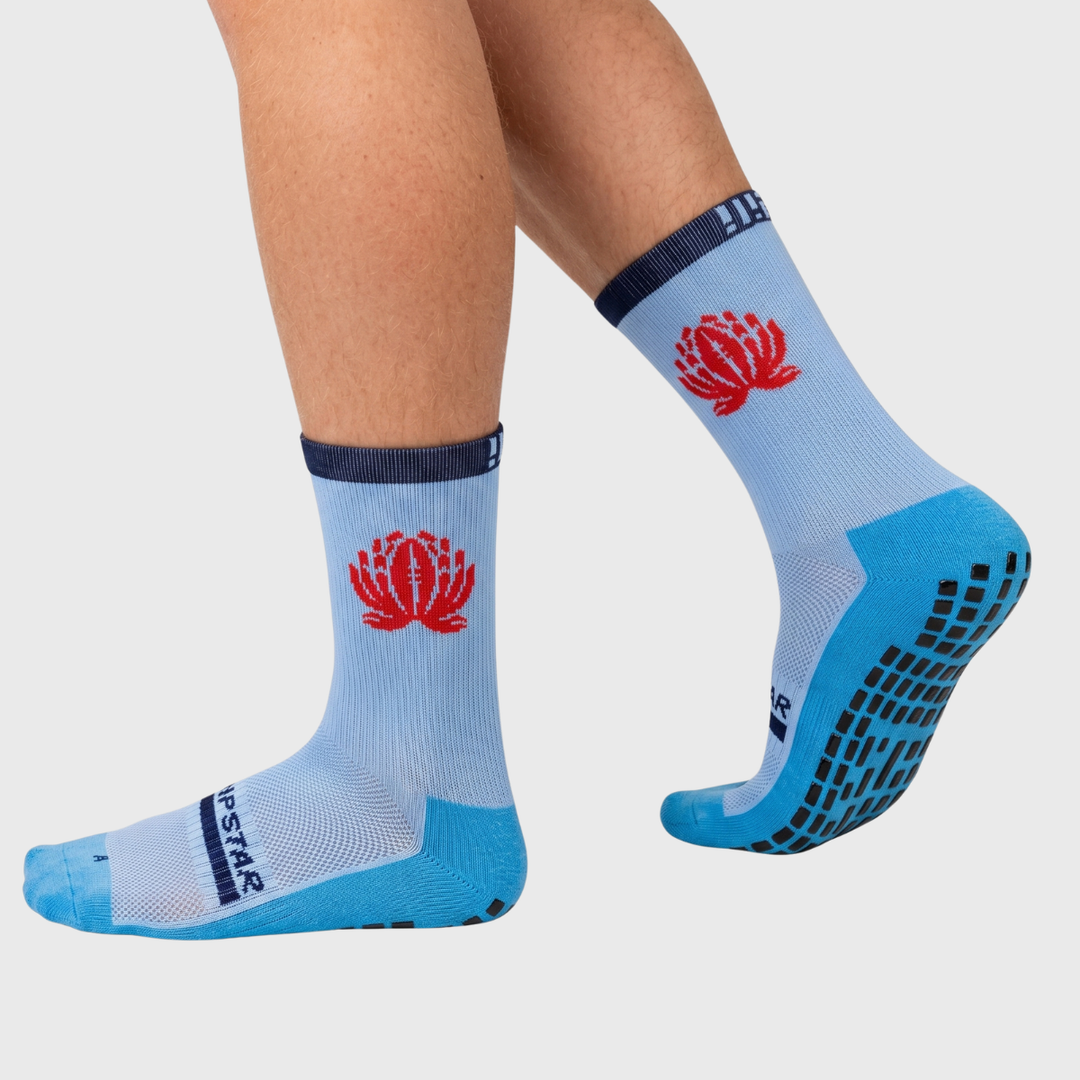 Grip Star Waratahs Crew Rugby Grip Socks - Rugbystuff.com