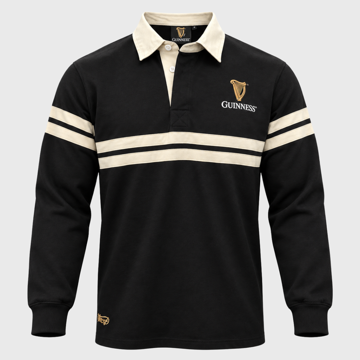 Guinness Harp Long Sleeve Rugby Jersey Black/Cream