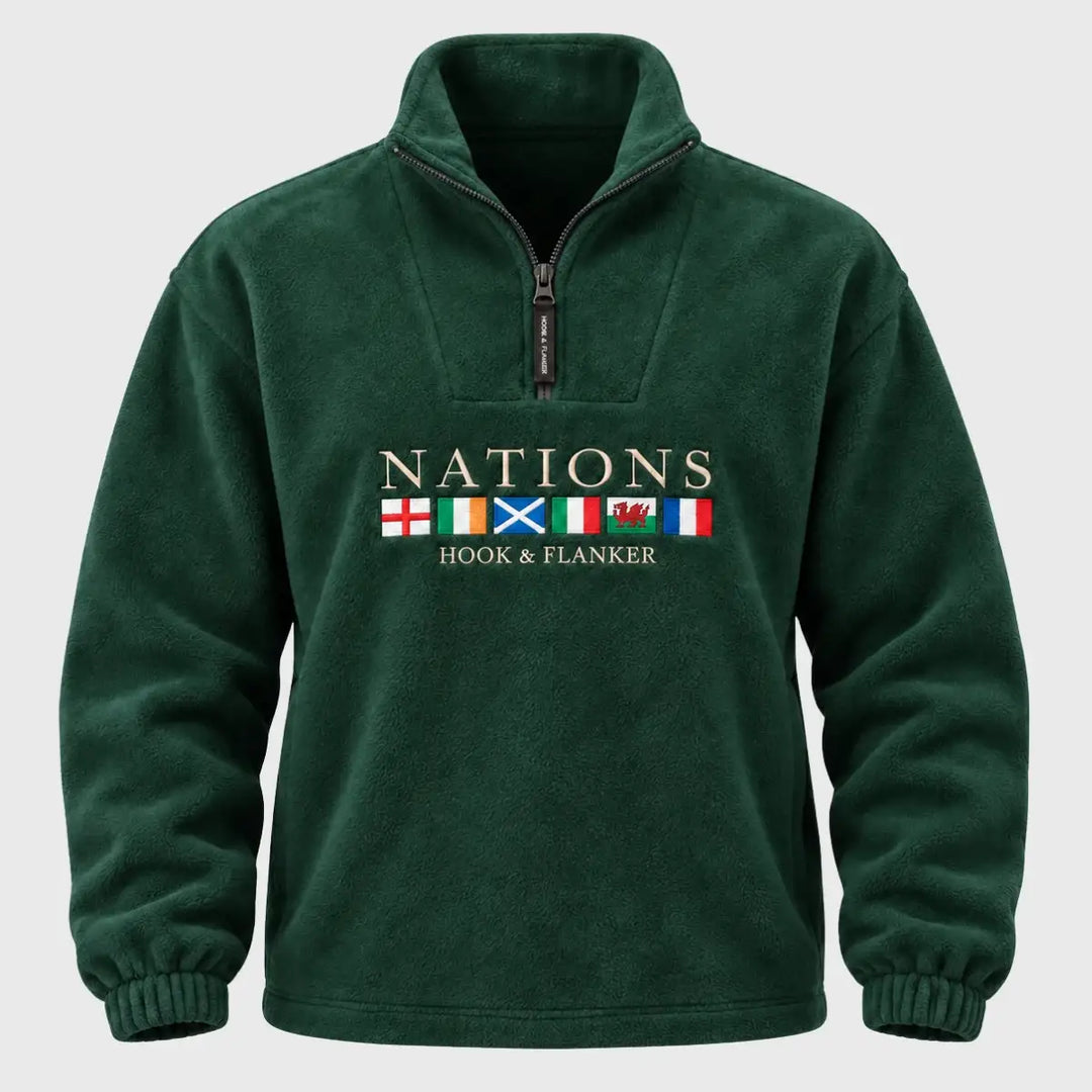 HookFlankerSixNationsFleeceForestGreen - Rugbystuff.com
