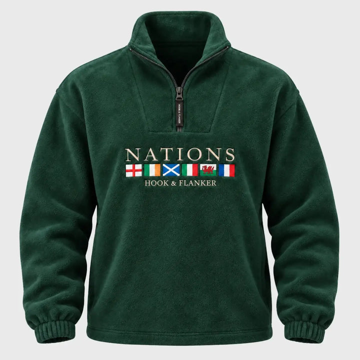HookFlankerSixNationsFleeceForestGreen - Rugbystuff.com
