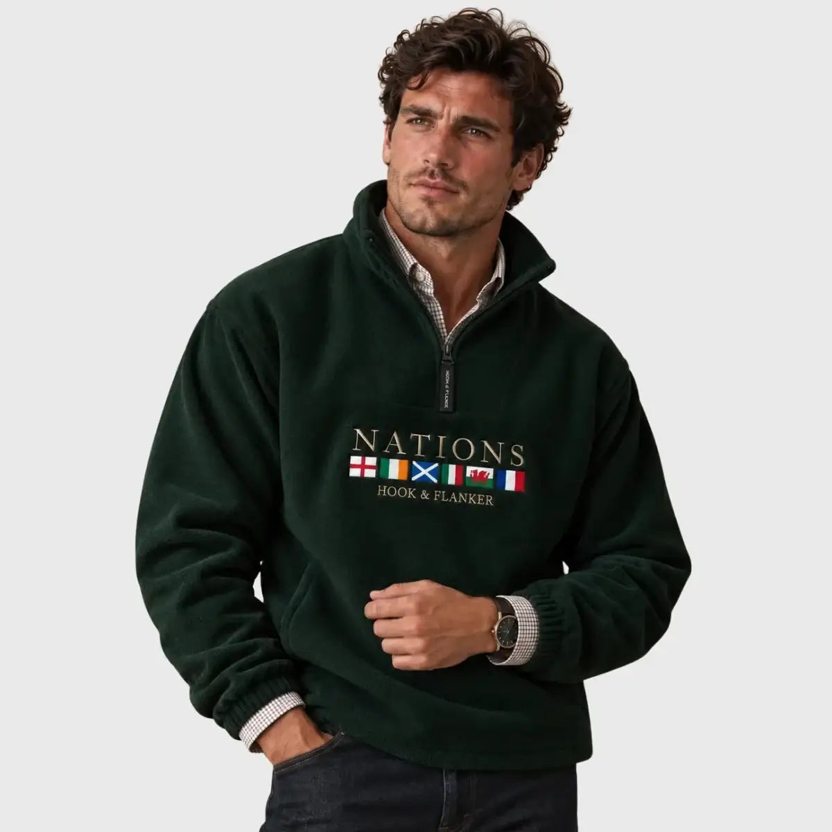 HookFlankerSixNationsFleeceGreen - Rugbystuff.com