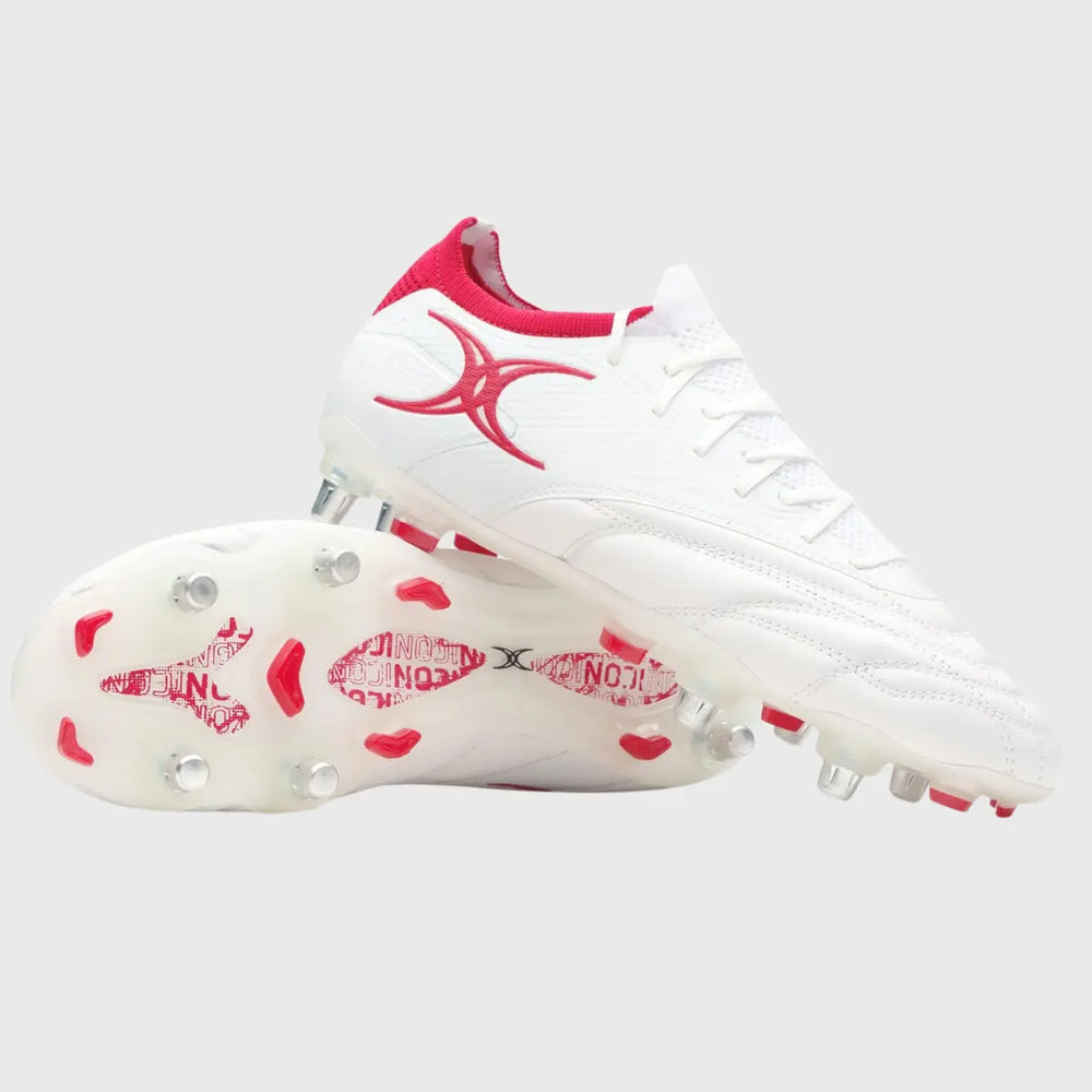 Gilbert Icon Players 6 Stud Rugby Boots White - Rugbystuff.com