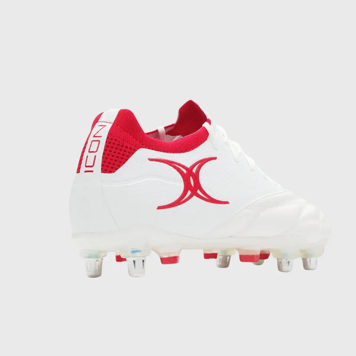 Gilbert Icon Players 6 Stud Rugby Boots White - Rugbystuff.com