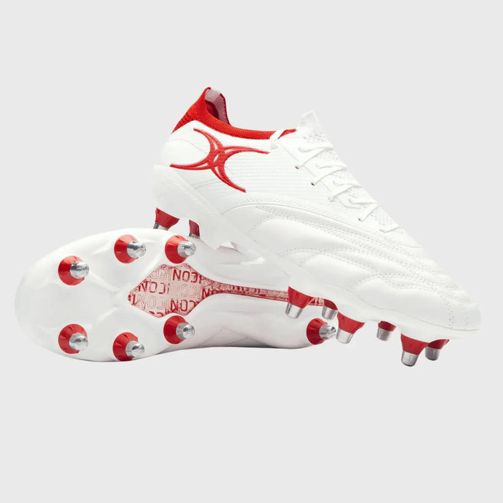 Gilbert Icon Players 8 Stud Rugby Boots White - Rugbystuff.com