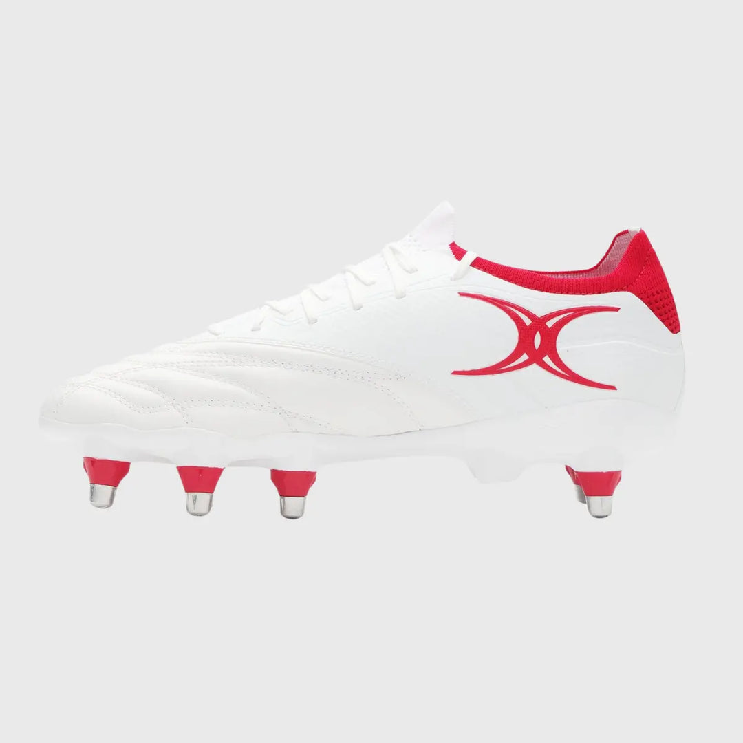 Gilbert Icon Players 8 Stud Rugby Boots White - Rugbystuff.com