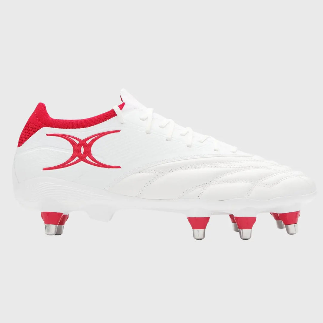 Gilbert Icon Players 8 Stud Rugby Boots White - Rugbystuff.com