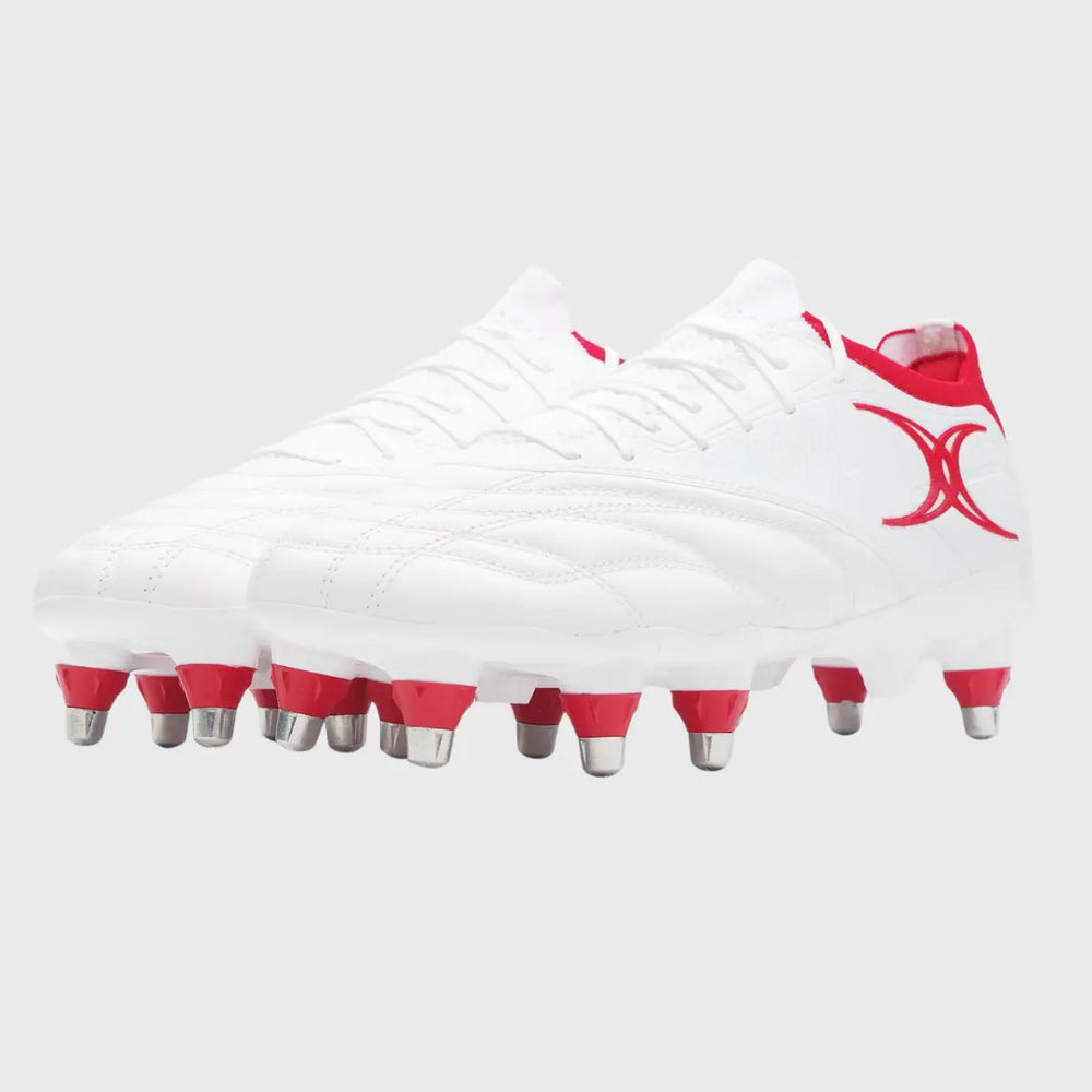 Gilbert Icon Players 8 Stud Rugby Boots White - Rugbystuff.com