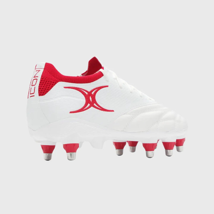 Gilbert Icon Players 8 Stud Rugby Boots White - Rugbystuff.com
