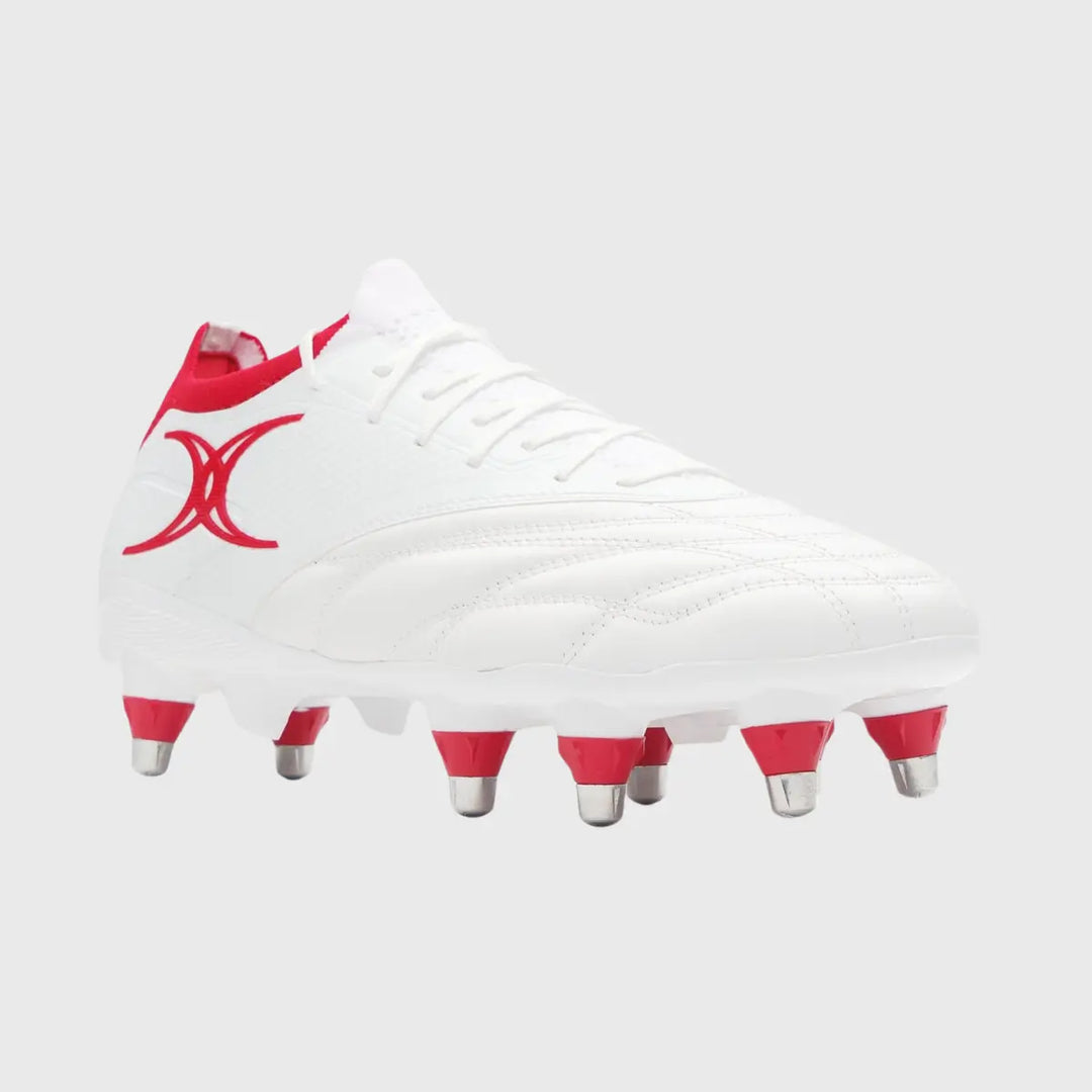 Gilbert Icon Players 8 Stud Rugby Boots White - Rugbystuff.com