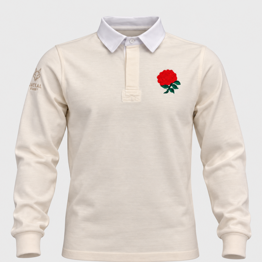 Jackal England Classic Long Sleeve White Rugby Shirt
