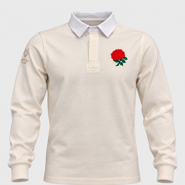 Jackal England Classic Long Sleeve White Rugby Shirt