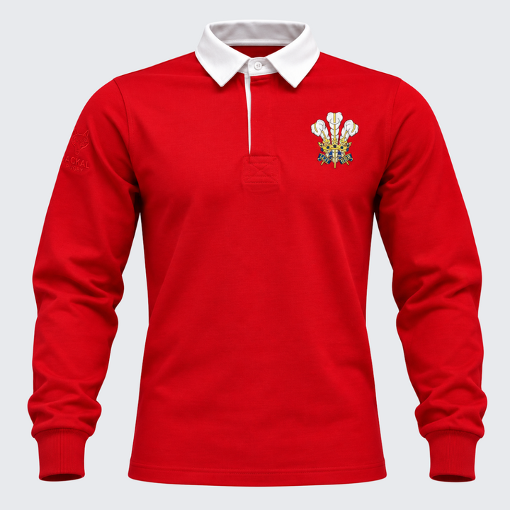 Jackal Wales Classic Long Sleeve Red Rugby Shirt