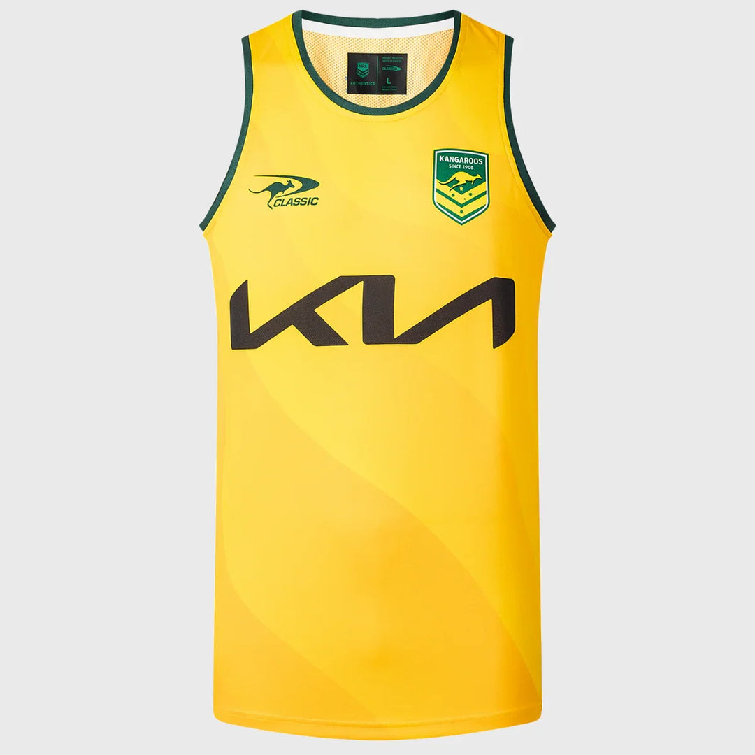 Classic Kangaroos Rugby League Pro Training Singlet Yellow - Rugbystuff.com
