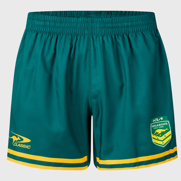 Classic Kangaroos Rugby League World Cup Gym Shorts Dark Green