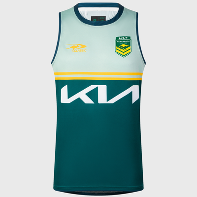 Classic Kangaroos Rugby League World Cup Pro Training Singlet Eucalyptus Green