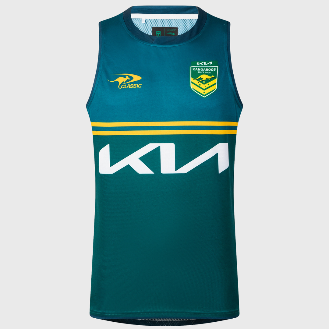 Classic Kangaroos Rugby League World Cup Pro Training Singlet Dark Green