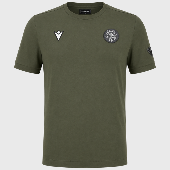 Macron Barbarians Rugby Athleisure Staff Cotton Tee Military Green 2026/27