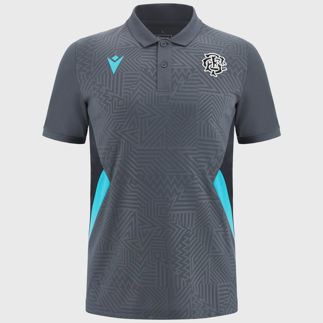 Macron Barbarians Rugby Poly Polo Shirt Anthracite/Sky - Rugbystuff.com