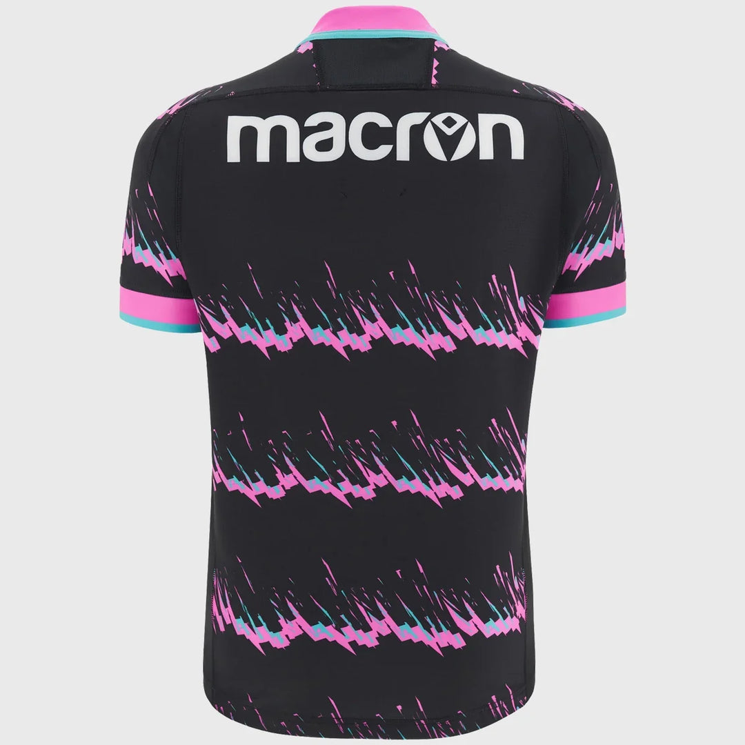 Macron Barbarians Kid s Rugby Training Shirt Black Pink Blue