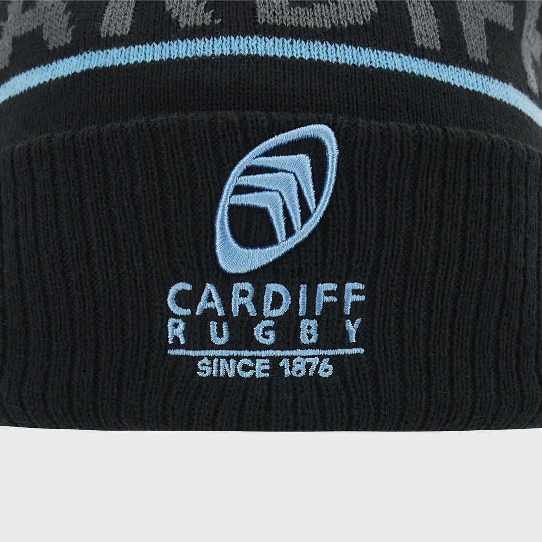 Macron Cardiff Rugby Bobble Beanie Hat 2023/24 - Rugbystuff.com