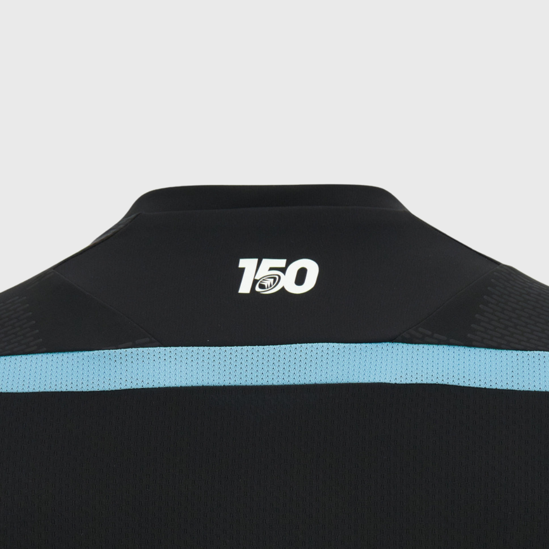 Macron Cardiff Rugby Poly Tee Black/Sky 2026/27