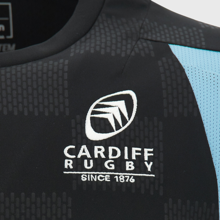 Macron Cardiff Rugby Sleeveless Tee Black/Sky 2026/27