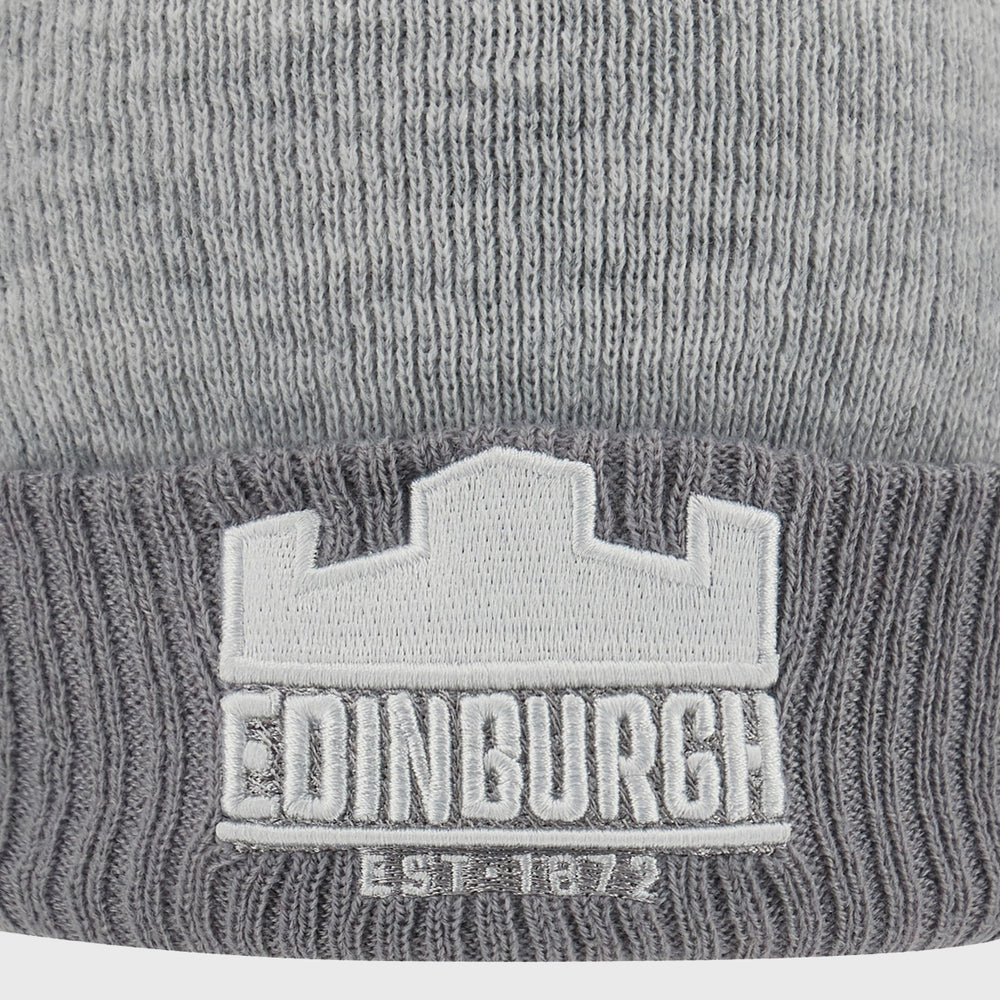 Macron Edinburgh Rugby Bobble Beanie Hat Grey 2023/24 - Rugbystuff.com