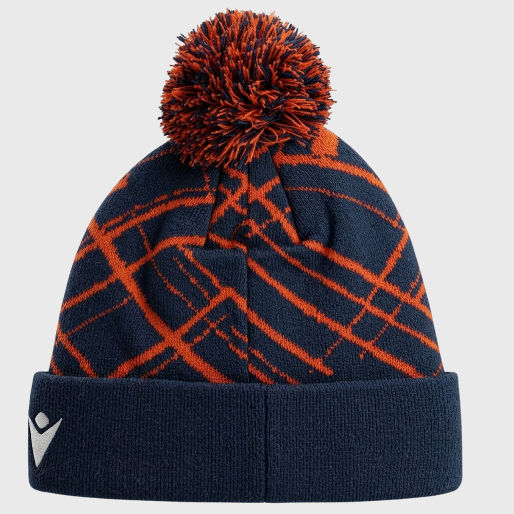 Macron Edinburgh Rugby Bobble Beanie Hat Navy/Orange - Rugbystuff.com