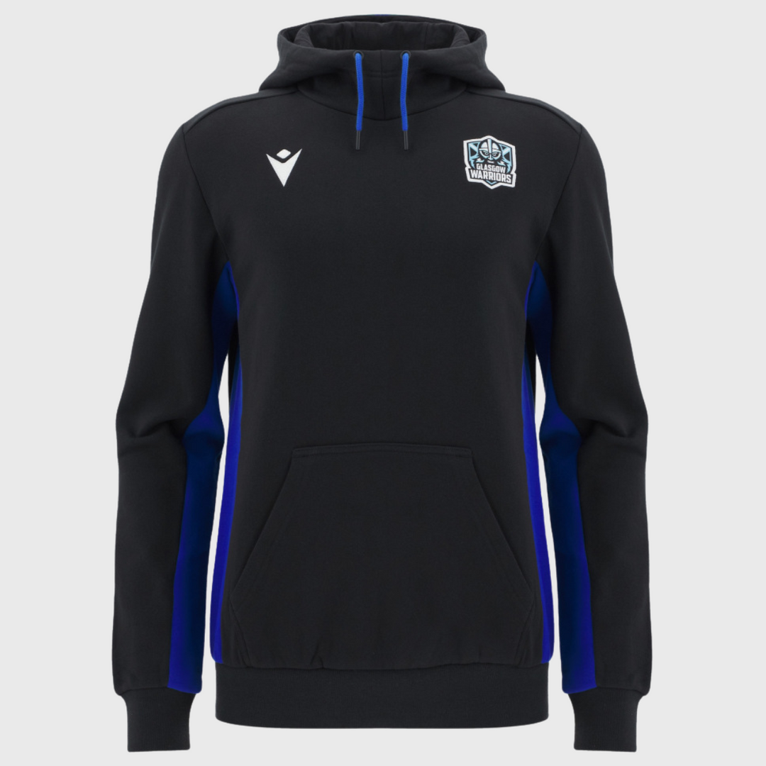 Macron Glasgow Warriors Hoody Black/Electric Blue 2025/26 - Rugbystuff.com