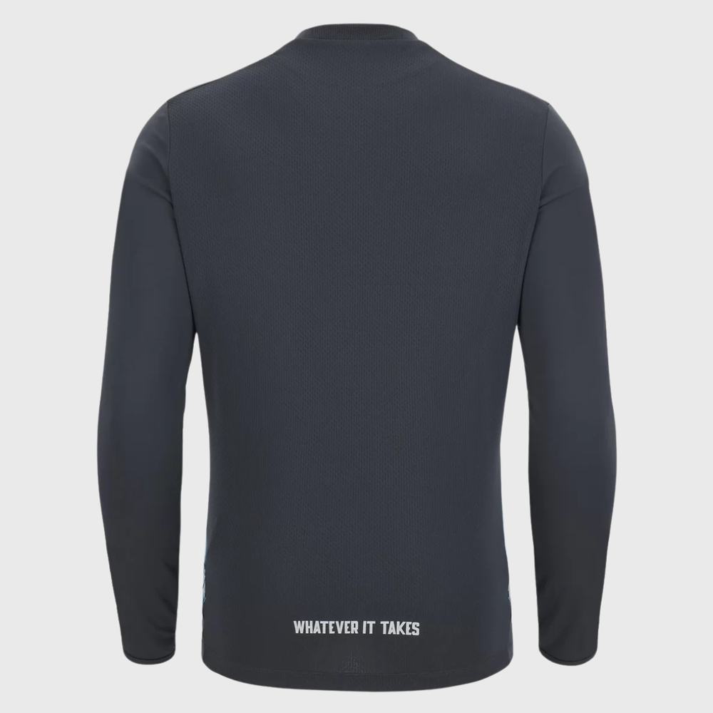 Macron Glasgow Warriors Rugby Long Sleeve Poly Tee Anthracite/Tartan - Rugbystuff.com