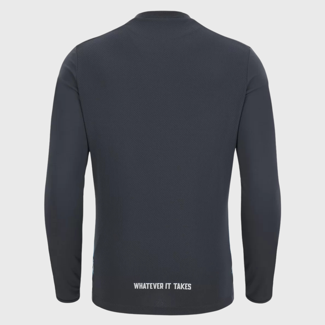 Macron Glasgow Warriors Rugby Long Sleeve Poly Tee Anthracite/Tartan - Rugbystuff.com