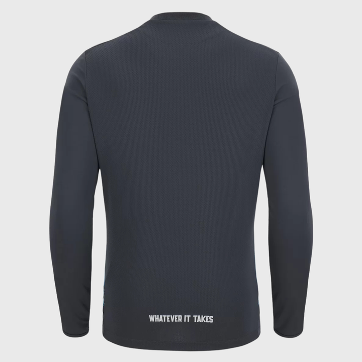 Macron Glasgow Warriors Rugby Long Sleeve Poly Tee Anthracite/Tartan - Rugbystuff.com