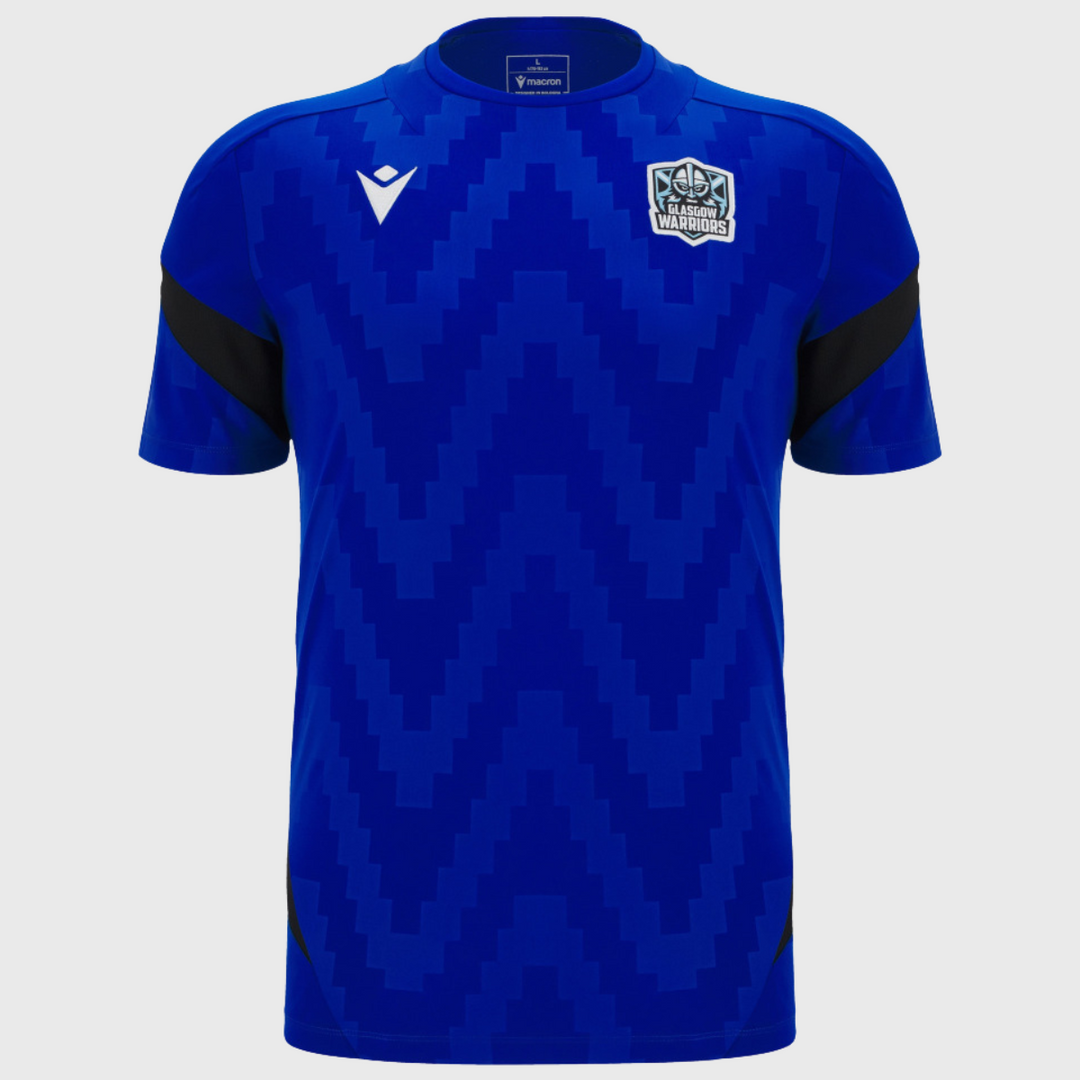 Macron Glasgow Warriors Kid's Poly Tee Electric Blue 2025/26 - Rugbystuff.com