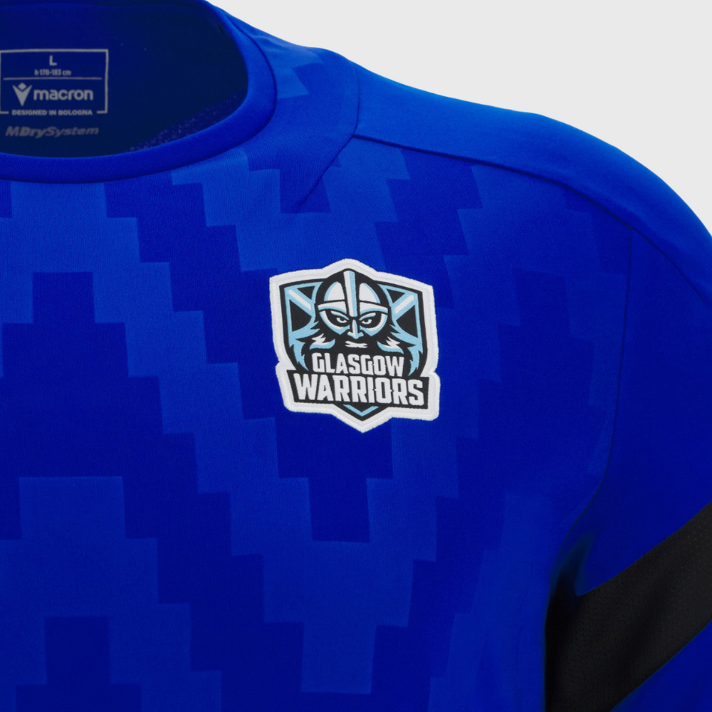 Macron Glasgow Warriors Poly Tee Electric Blue 2025/26 - Rugbystuff.com