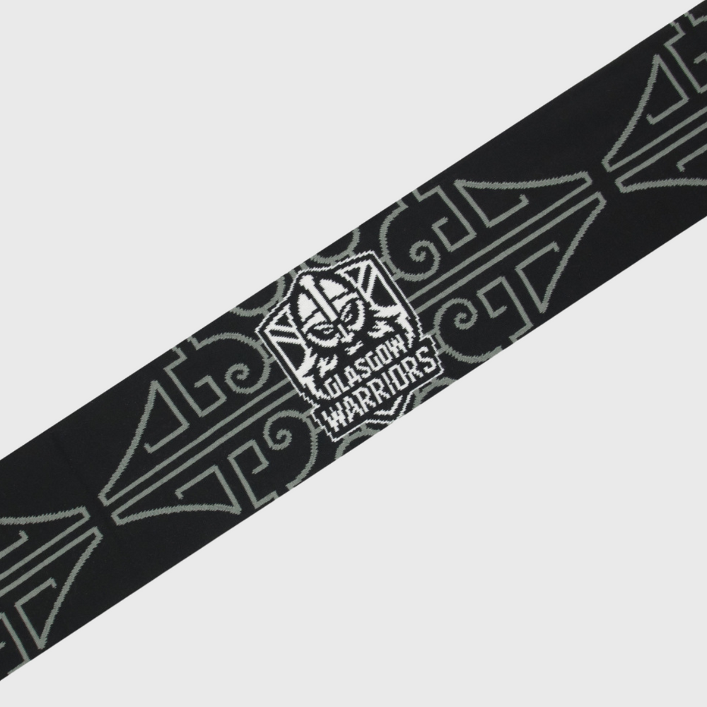 Macron Glasgow Warriors Scarf Black/Electric Blue 2025/26 - Rugbystuff.com