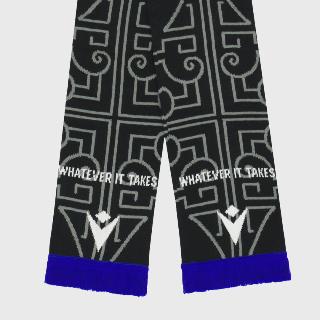 Macron Glasgow Warriors Scarf Black/Electric Blue 2025/26 - Rugbystuff.com