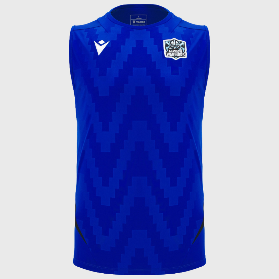 Macron Glasgow Warriors Sleeveless Poly Tee Electric Blue 2025/26 - Rugbystuff.com