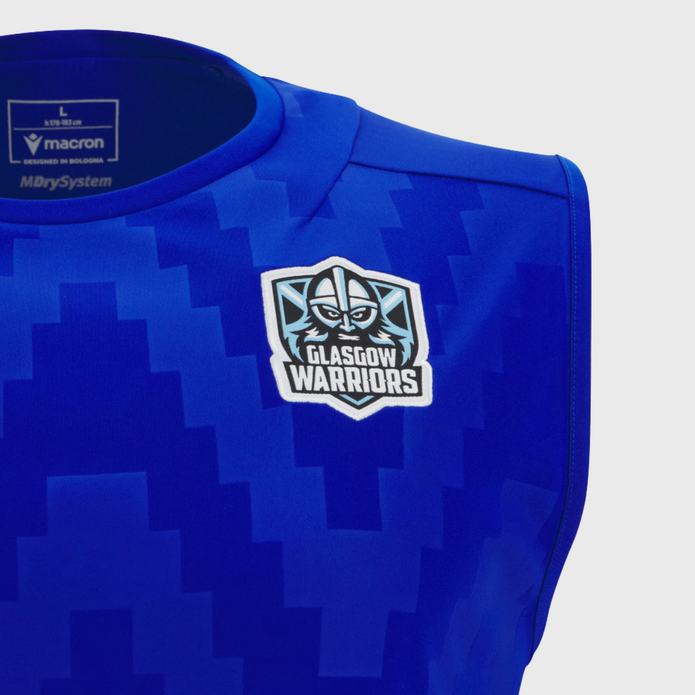 Macron Glasgow Warriors Sleeveless Poly Tee Electric Blue 2025/26 - Rugbystuff.com