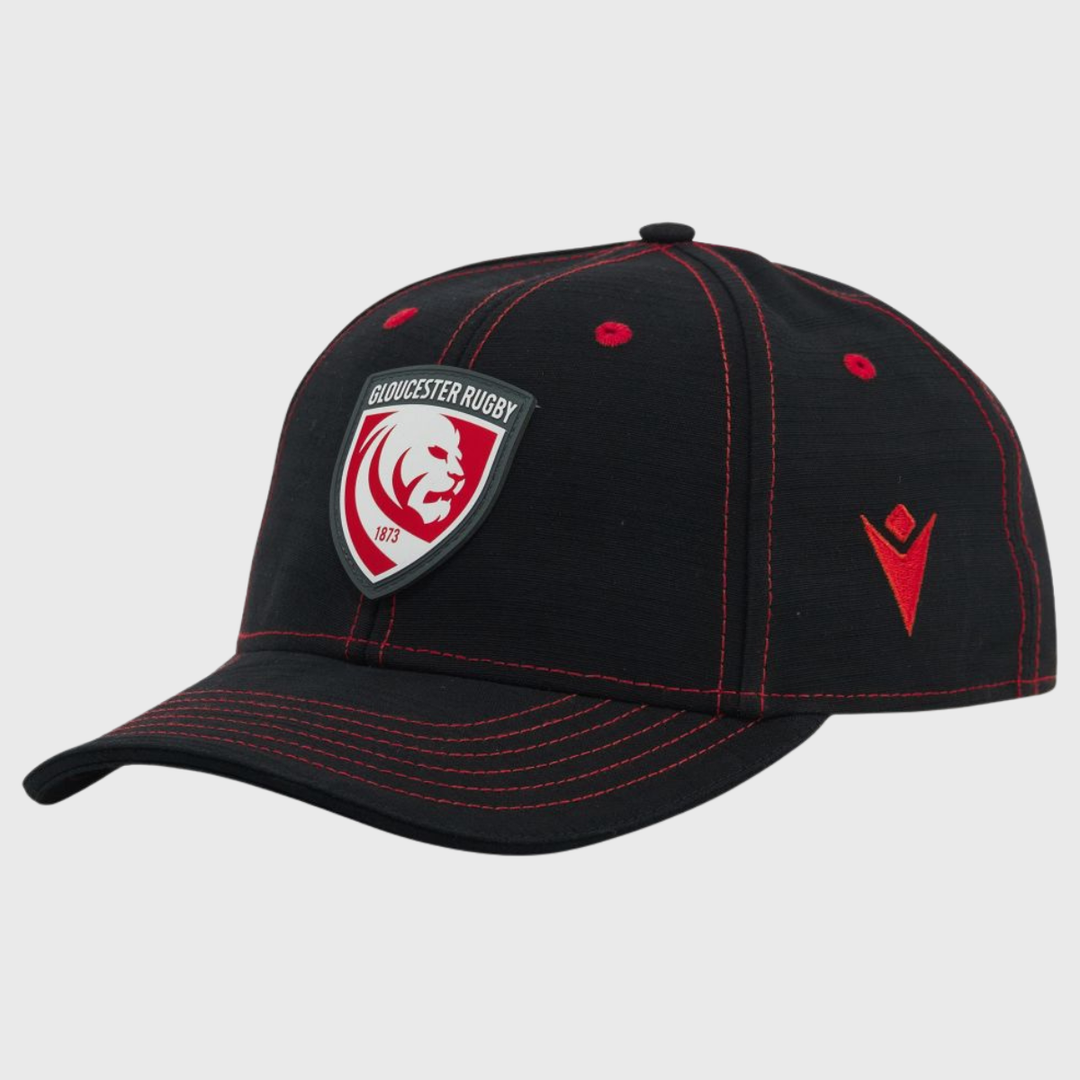 Macron Gloucester Rugby Curved Visor Cap Black/Red 2026/27