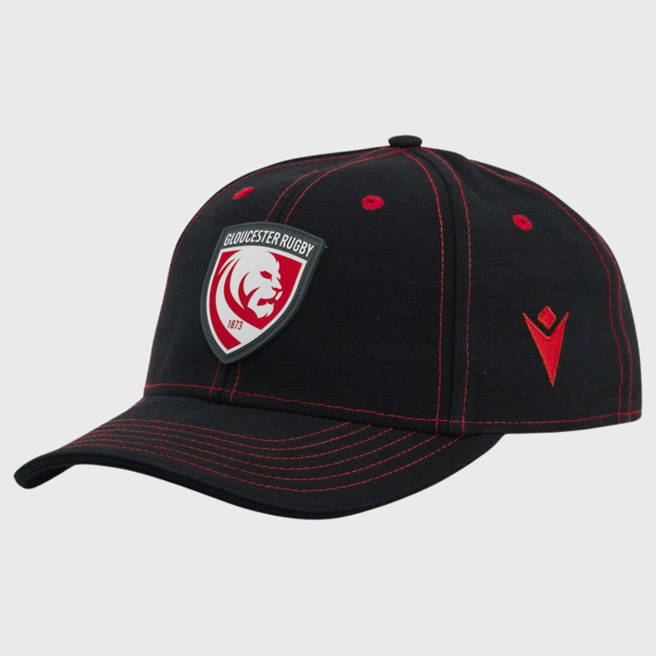 Macron Gloucester Rugby Curved Visor Cap Black/Red 2026/27