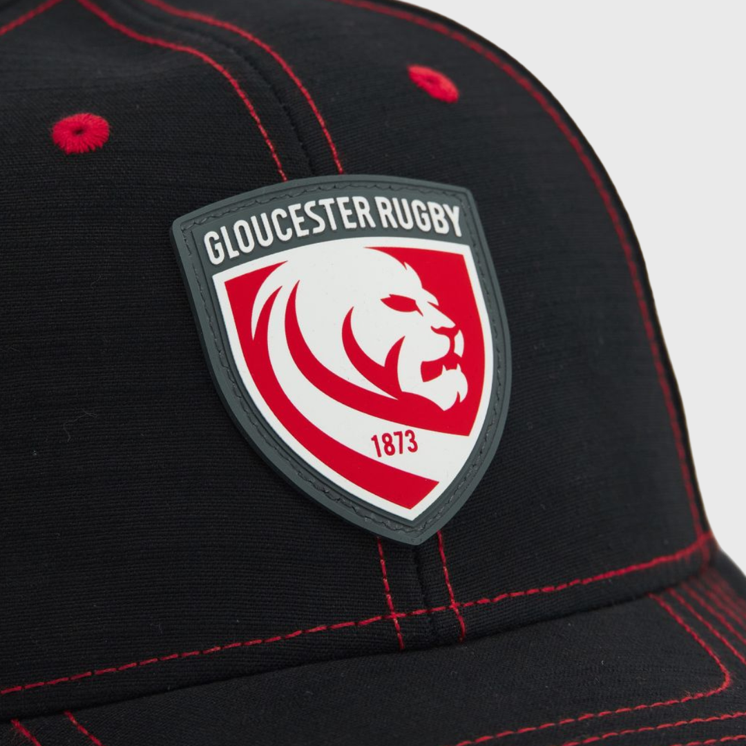 Macron Gloucester Rugby Curved Visor Cap Black/Red 2026/27