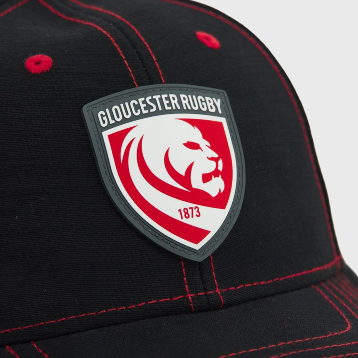 Macron Gloucester Rugby Curved Visor Cap Black/Red 2026/27
