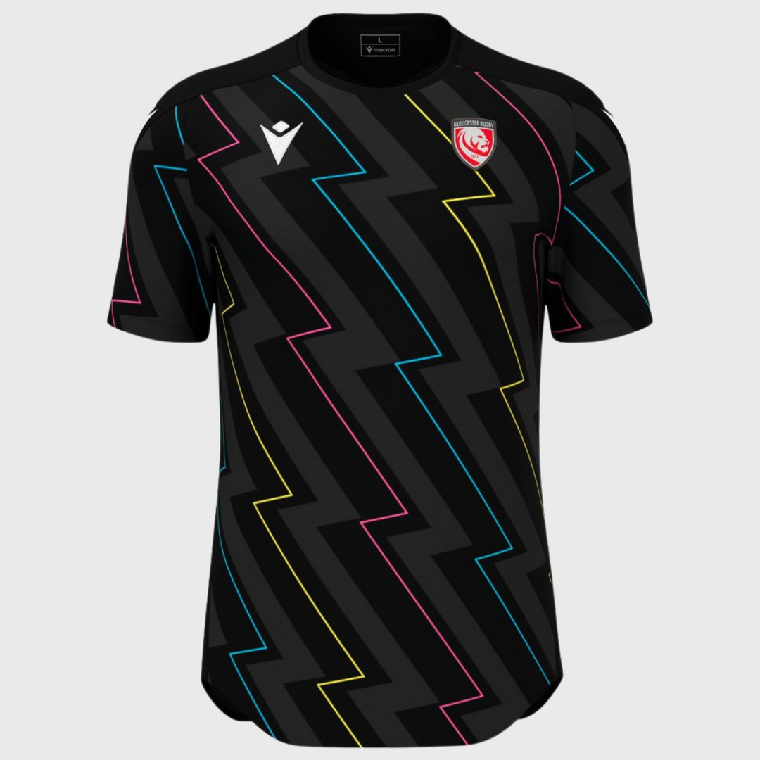 Macron Gloucester Rugby Players Warm Up Shirt 2025/26 - Rugbystuff.com