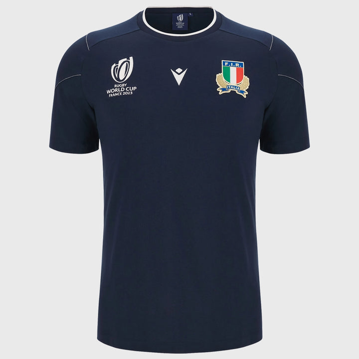 Macron Italy Rugby World Cup 2023 Short Sleeve Cotton Tee - Rugbystuff.com