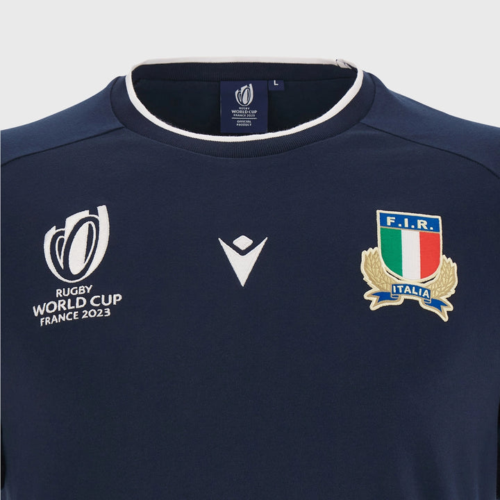 Macron Italy Rugby World Cup 2023 Short Sleeve Cotton Tee - Rugbystuff.com
