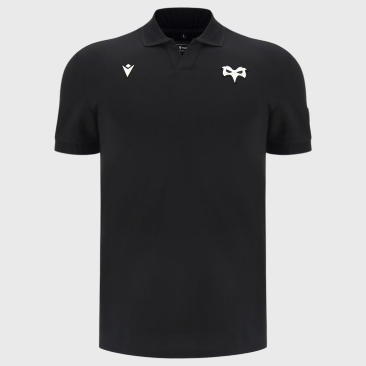 Macron Ospreys Rugby Athleisure Cotton Polo Shirt Black 2026/27
